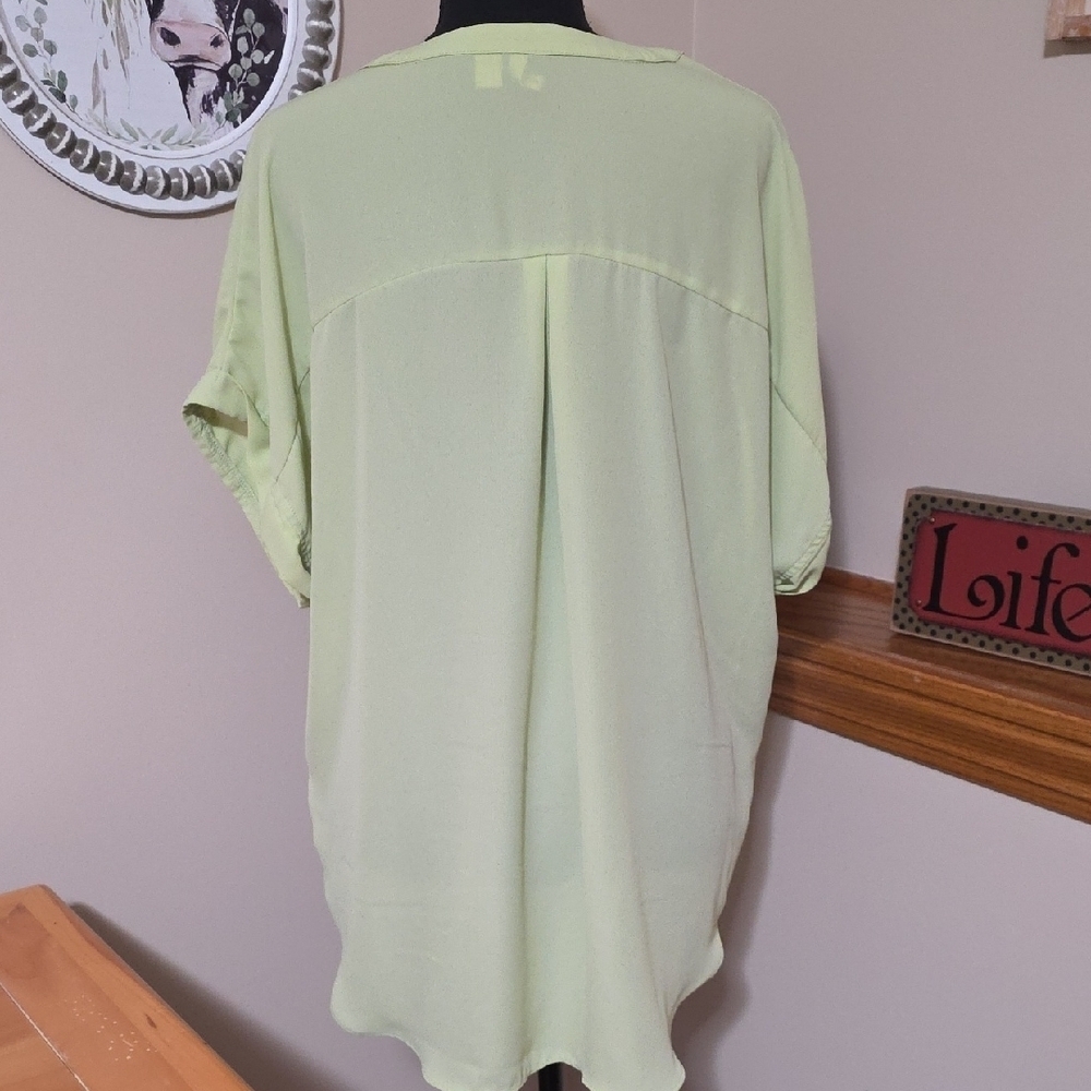 Cato Light Green Zip-Front Blouse - Picture 3 of 4